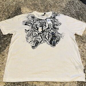 Sean John Black White Tiger print logo t-shirt XL New